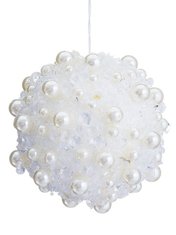 4.5" Bead/Pearl Ball Ornament  Clear Pearl (pack of 12)