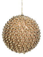 4" Bead Ball Ornament  Gold (pack of 4)