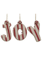 3.5" Stripe Joy Ornament (3 ea/set) Red White (pack of 6)