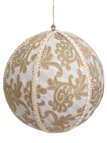 10" Jacquard Ball Ornament  Gold (pack of 2)