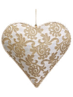 10" Jacquard Heart Ornament  Gold (pack of 2)