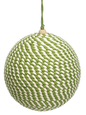 5" Cotton Ball Ornament  Green Cream (pack of 3)