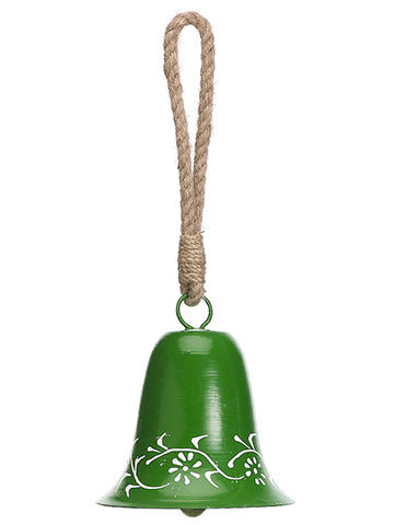 6" Bell Ornament  Green Cream (pack of 4)