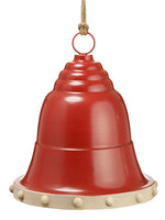 15"Hx13"D Metal Bell Ornament  Red Cream (pack of 1)