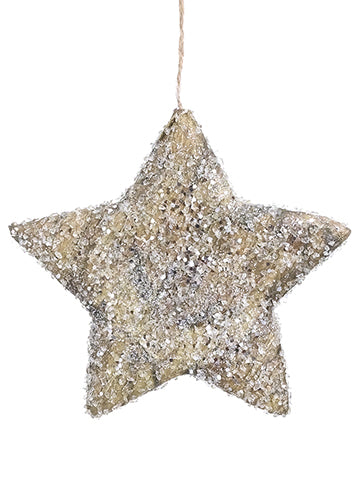 7.75" Beaded Star Ornament  Beige (pack of 12)