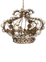 6" Rhinestone Crown Ornament  Antique Gold (pack of 4)