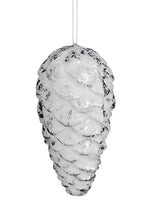 7" Snowed Pine Cone Ornament  White Silver (pack of 12)