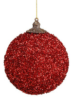 4" Glittered Ball Ornament  Red (pack of 12)