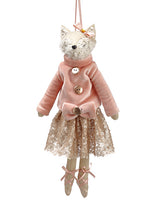 12" Fox Lady Ornament  Pink Taupe (pack of 12)