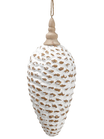 11" Pinecone Ornament With Finial Top Beige (pack of 12)