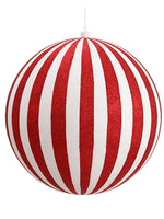 14" Glittered Ball Ornament  Red White (pack of 2)