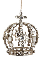 6" Rhinestone Crown Ornament  Antique Silver (pack of 12)