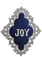 8.5" Velvet Joy Padded Onion Ornament Blue Gray (pack of 24)