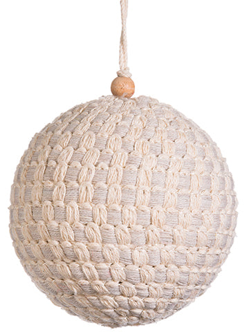 3.5" Yarn Ball Ornament  Gray Ivory (pack of 4)
