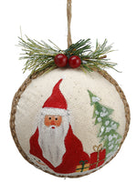 4" Santa Ball Ornament  Red Beige (pack of 6)
