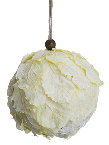 4.5" Snowed Preserved Leaf Ball Ornament White Snow (pack of 4)