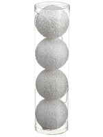 3.9" Beaded Ball Ornament (4 ea/acetate box) White (pack of 6)