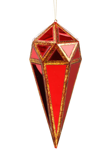 10.5" Geometric Finial Ornament Red Gold (pack of 6)