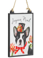7.5" Joyeux Noel French Bulldog Ornament White Black (pack of 12)