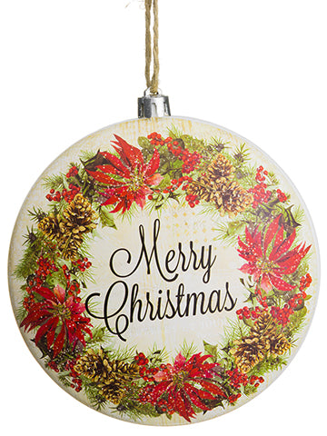 4.75" Merry Christmas Round Disc Ornament Red Cream (pack of 12)