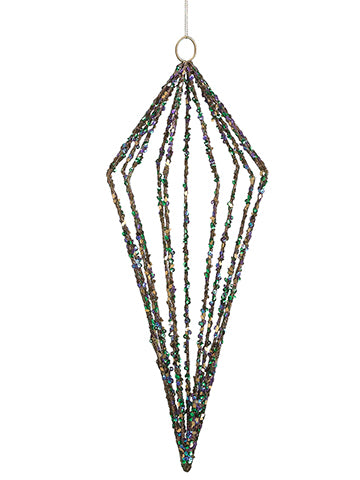 15.25" Glittered Finial Ornament Peacock (pack of 2)
