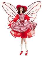 9" Fairy Ornament  Red White (pack of 6)