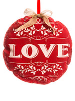 16" Burlap Padded Ornament  Natural Red (pack of 8)