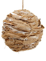 12" Burlap Twig Ball Ornament  Brown Snow (pack of 2)