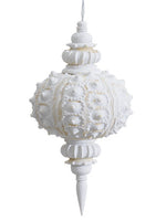 6" Shell Finial Ornament  White Whitewashed (pack of 12)