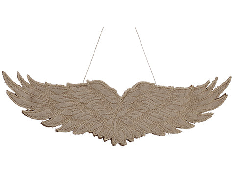 12" Angel Wing Padded Ornament Taupe (pack of 24)