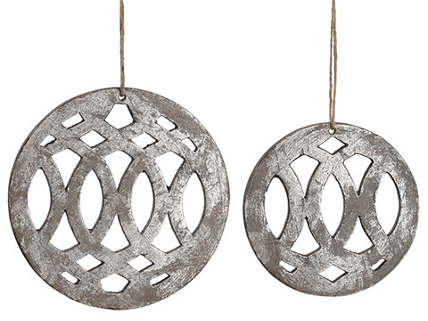 4"-5" Geo Cut Out Ornament (2 Ea/set) Silver Gray (pack of 12)