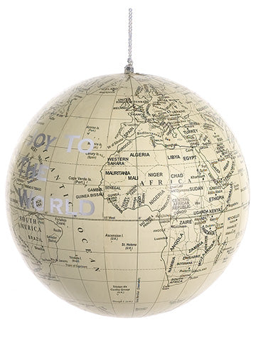 8" Globe Ball Ornament  Cream Silver (pack of 2)