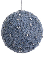 4.5" Sequin Cotton Ball Ornament Blue (pack of 3)