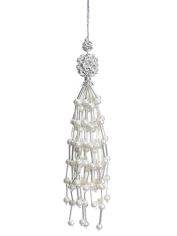 7" Pearl Tassel Ornament  Antique Pearl (pack of 12)
