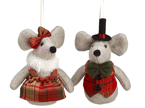 5" Mr. And Mrs. Mouse Ornament (2 Ea/set) Red Green (pack of 6)