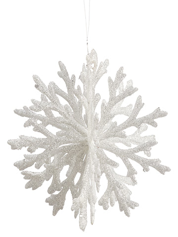 5" Glittered Snowflake Ornament White (pack of 12)