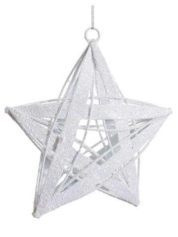5.5" Glittered Star Ornament  White (pack of 24)