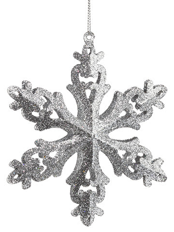 5.5" Glittered Snowflake Ornament Silver (pack of 36)