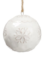 3.5" Snowflake Ceramic Ball Ornament Cream (pack of 6)
