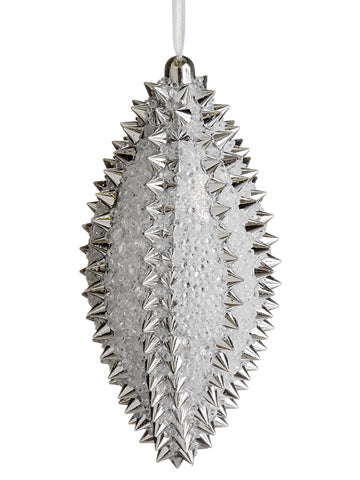 7" Beaded Spiky Finial Ornament Silver (pack of 12)