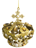 6" Rhinestone Crown Ornament  Gold Amber (pack of 3)