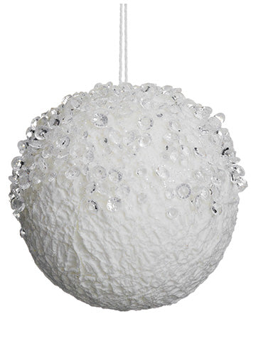4" Iced Ball Ornament  White (pack of 12)