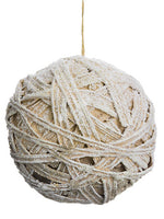 8" Snowed Ball Ornament  Natural Snow (pack of 6)