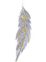 10" Glittered Feather Ornament Gold (pack of 36)