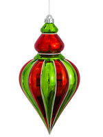 12" Plastic Finial Ornament  Red Green (pack of 12)