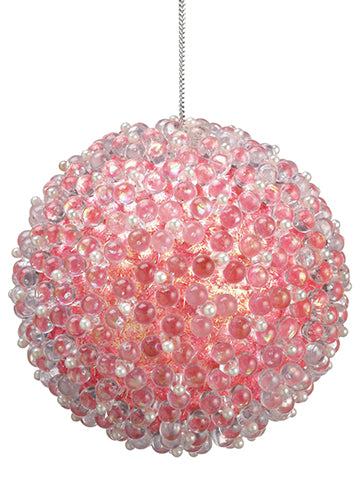 5" Beaded Pearl Ball Ornament  Pink (pack of 12)