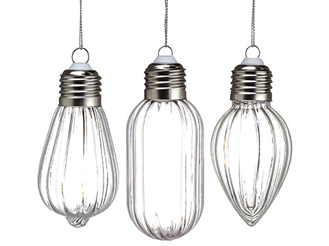 4" Light Bulb Ornament (3 ea/set) Clear (pack of 6)
