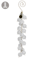 5.5" Iced Bead Drop Ornament  Clear White (pack of 6)