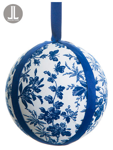 4.75" Flower Pattern Ball Ornament Blue (pack of 12)
