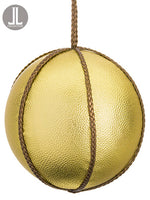6" Faux Leather Ball Ornament  Gold (pack of 6)